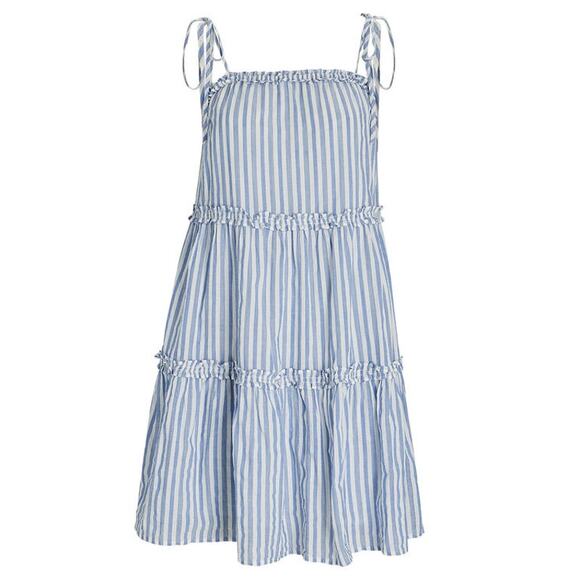 Rails Caralyn Lighthouse Blue White Striped Tie Shoulder Mini Shift Dress Size S - Picture 9 of 12